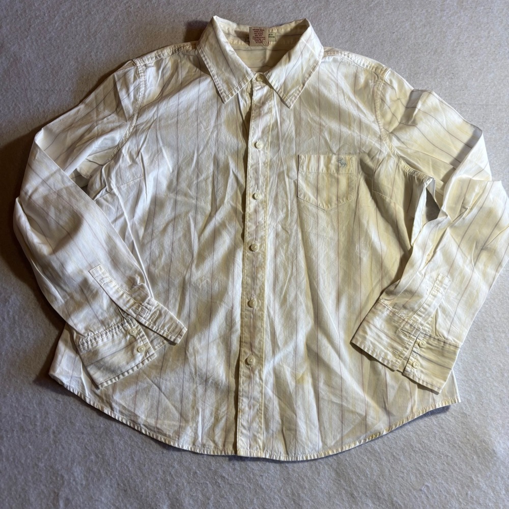 Vintage Abercrombie & Fitch Striped Button Up Shirt Womens Size L Cotton